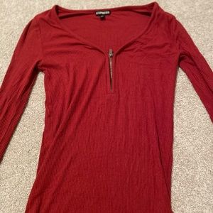 3/4 sleeve shirt with zipper